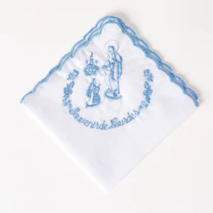 Mouchoir brodé Apparition de Lourdes