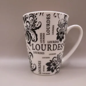 Mug Lourdes fleur noir et blanc